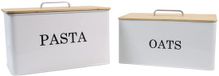 Ibenzoa® Set de boîtes de conservation hermétiques en métal pour cuisine avec couvercle en bois, idéal pour pâtes et céréales