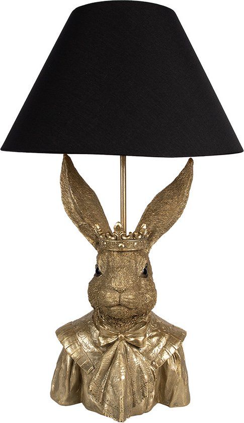 Clayre & Eef Tafellamp Konijn - Ø 37x61 cm - Goudkleurig Zwart