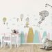 Ambiance Sticker Kinderstickers met Scandinavische bergen en grappige dieren, 70 x 105 cm