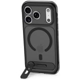 DECODED Hybride Hoesje met 360° Standaard voor iPhone 18 Pro Max / 17 Pro Max - Geschikt voor MagSafe - Valbescherming tot 3 meter - Schokbestendige Bumpers- Glazen Cameraknop in Bijpassende Kleur - Frosted Black