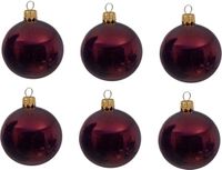 Decoris Kerstballen - 6 stuks - Donkerrood - 8 cm - Glas