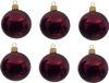 Decoris Kerstballen - 6 stuks - Donkerrood - 8 cm - Glas