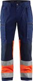 Blåkläder Blaklader Werkbroek met stretch High Vis 1551-1811 - Marineblauw/Oranje - C154
