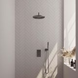 Brauer Gunmetal Edition Thermostatische Regendoucheset Inbouw - Hoofddouche 30 cm - Gebogen Wandarm - 3 Weg - Handdouche Staaf - Doucheslang - Wandaansluitbocht - Gunmetal