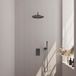 Brauer Gunmetal Edition Thermostatische Regendoucheset Inbouw - Hoofddouche 30 cm - Gebogen Wandarm - 3 Weg - Handdouche Staaf - Doucheslang - Wandaansluitbocht - Gunmetal