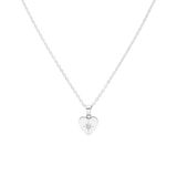 Lucardi Dames Stalen ketting hart met zirkonia - Ketting - Staal - Zilverkleurig - 47 cm