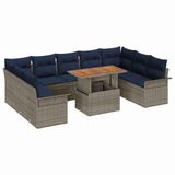 vidaXL Tuinbank Set 10-delig Grijs Polyrattan