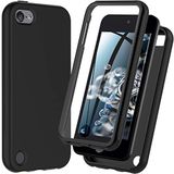 Hoesje iPod Touch Hoesje voor iPod Touch 7e/6e/5e generatie, schokbestendig siliconen [met ingebouwde schermbeschermer] Robuuste all-round hoes (zwart)