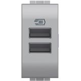 Bticino NT4191AA USB-oplader met twee type A-ingangen, voor installatie in de Livinglight-plaat, voor het opladen van een elektronisch apparaat tot 15 W of twee gelijktijdige apparaten, 1-zits, tech