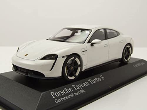 MINICHAMPS Compatibel met Porsche Taycan Turbo S 2020 wit metallic modelauto 1:43