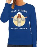 Bellatio Decorations Kersttrui - Hallelujah its me im back - blauw - Dames - XXL