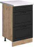 Vicco Keukenonderkast R-Line, Antraciet landelijk/Goudkleurig Eiken, 50 cm marmer werkblad