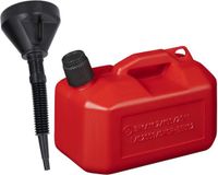 Benson Interbosch B.V. Jerrycan rood voor olie en brandstof van 5 liter met een handige grote trechter van 39 cm