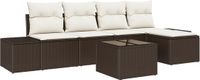 vidaXL Tuinbank - Set - 5-delig - Bruin en Crème - Polyrattan