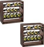 Kesper 2x Étagères à vin en bois carrées pour 30 bouteilles 25 x 50 x 50 cm Brun