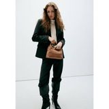 Mango Handtas Suede Bruin