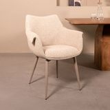 LABEL51 Mirai Eetkamerstoel - Naturel - Royal Stof - Taupe Metaal