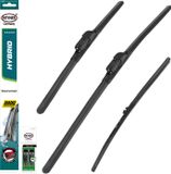 HEYNER® Jeu de balais d'essuie-glace complet pour hayon NISSAN NV300 09.2016 - 07.2025, balais plats HYBRID, aérodynamiques et flexibles, revêtement nanographique