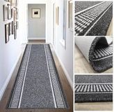 Tadi & Imperio1979 Lang tapijt voor hal, keuken, antislip, taupekleurig en antraciet, machinewasbaar en handwasbaar.