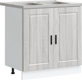vidaXL Waskompkast Porto 2 deurs Grijs 80 x 46 x 81,5 cm Bewerkt hout