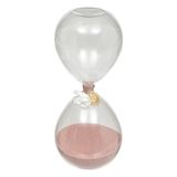 Atmosphera Zandloper cilinder - decoratie of tijdsmeting - 30 minuten - roze zand - D8 x H20 cm - glas