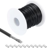 Allecta - Câble métallique en acier inoxydable 30 mètres - Revêtement vinyle - Pour suspendre un étendoir à linge - Noir