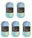 5 Wollbiene 5 x 100 g Batik wol met kleurverloop (5010 blauw groen aqua)