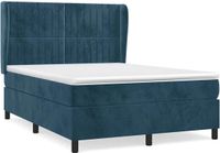 vidaXL Boxspring met matras fluweel donkerblauw 140x200 cm