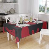 Bonamaison Tafelkleed, Anti-Mold, Sneldrogend, Waterdicht, 100% Polyester Tafellaken, rood Zwart, 140 x 160 Cm