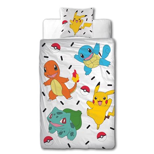 Character World Beddengoed Pokemon 135 x 200 + 80 x 80 · Pokémon Pikachu & Friends Game · 100% katoen · 2-delig tienerkinderbeddengoed