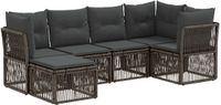 vidaXL Tuinbank - Set - 6 - st - Grijs - poly - rattan