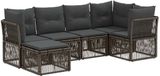 vidaXL Tuinbank - Set - 6 - st - Grijs - poly - rattan