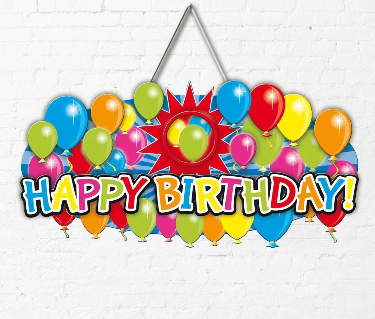 Folat Deurbord 3d balloons Happy Birthday Fotolijst Multicolor Karton