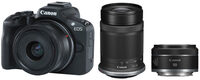 Canon Canon EOS R50 systeemcamera Zwart + RF-S 18-45mm IS STM + RF-S 55-210mm f/5-7.1 IS STM + RF 50mm f/1.8 STM
