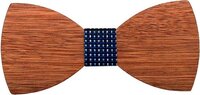 Fako Fashion® Houten Vlinderstrik - Blauw Streep - 12cm