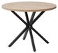 Nordische table à manger - Plateau en verre - Diamètre 100 cm - Convient pour 4 personnes - Pieds en métal - Design moderne minimaliste - Brun clair