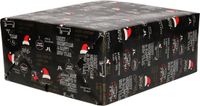 Bellatio Decorations Luxe Kerst inpakpapier - papier cadeau - 2x rouleaux - noir - Christmas for Men - 250 x 70 cm