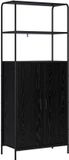 vidaXL Highboard Zwart eiken 40 x 33 x 161 cm Bewerkt hout