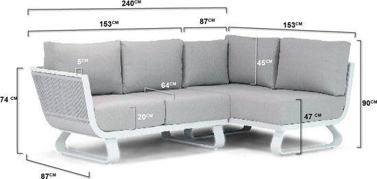 Santika Corniche Chaise Longue Loungeset 3-delig Links - Wicker - Wit