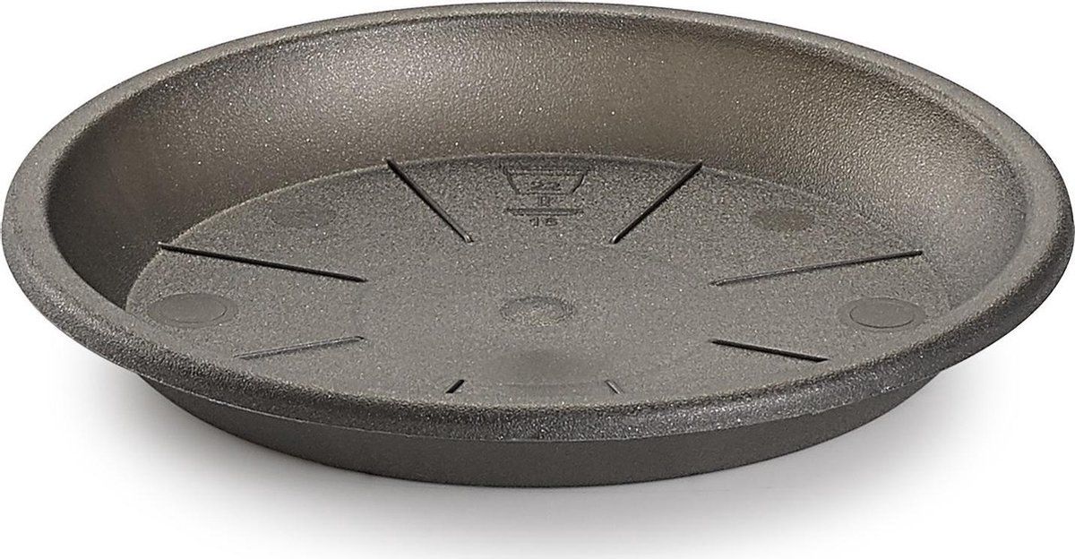 Forte Plastics Opvangschaal/onderbord Plantenpot antraciet rond 20 cm - Kunststof