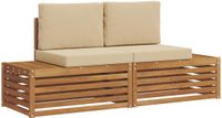 vidaXL - 2-delige Buitenbank Set Massief Acacia Hout en Polyester
