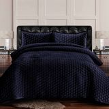 Tribeca Living Fluwelen Oversized Quilt Set, Indigo, Twin