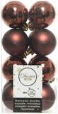Decoris Petites boules de Noël - 16 pièces - Acajou Brun - 4 cm - Plastique - Incassable