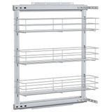 vidaXL - Draadmand - uittrekbaar - 3-laags - 47x15,5x55,5 cm - zilverkleurig