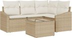 vidaXL Tuinbank Set Beige en Crème Polyrattan