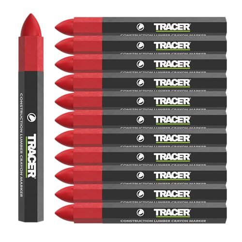 TRACER Constructie Hout Crayon Markers - 12 stuks - Rood
