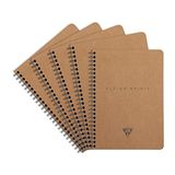 Clairefontaine 103566C - Pakket 5 Spiraalboekjes Flying Spirit - 120 Afscheurbare Gelinieerde Pag. Ivoorpapier 90g - 14,8x21 cm - Vakken - Bruin Kraft Antraciet - 5 assorti designs