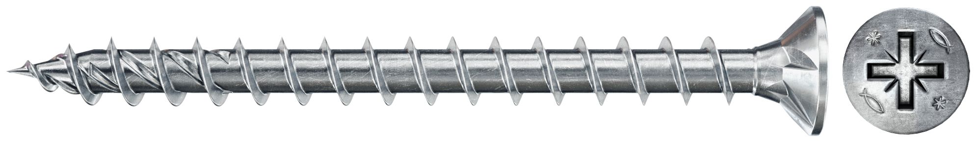 Fischer Power-Fast II 4.5 x 50 PZ2 - Countersunk Head - Full Thread - Blue Zinc (200 pcs)