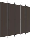 vidaXL Kamerscherm met 5 panelen, 250 x 220 cm, stof, bruin