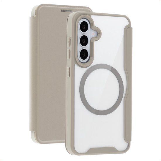 imoshion Hoesje - Geschikt voor Samsung Galaxy S26 - Transparante Bookcase geschikt voor MagSafe - Beige